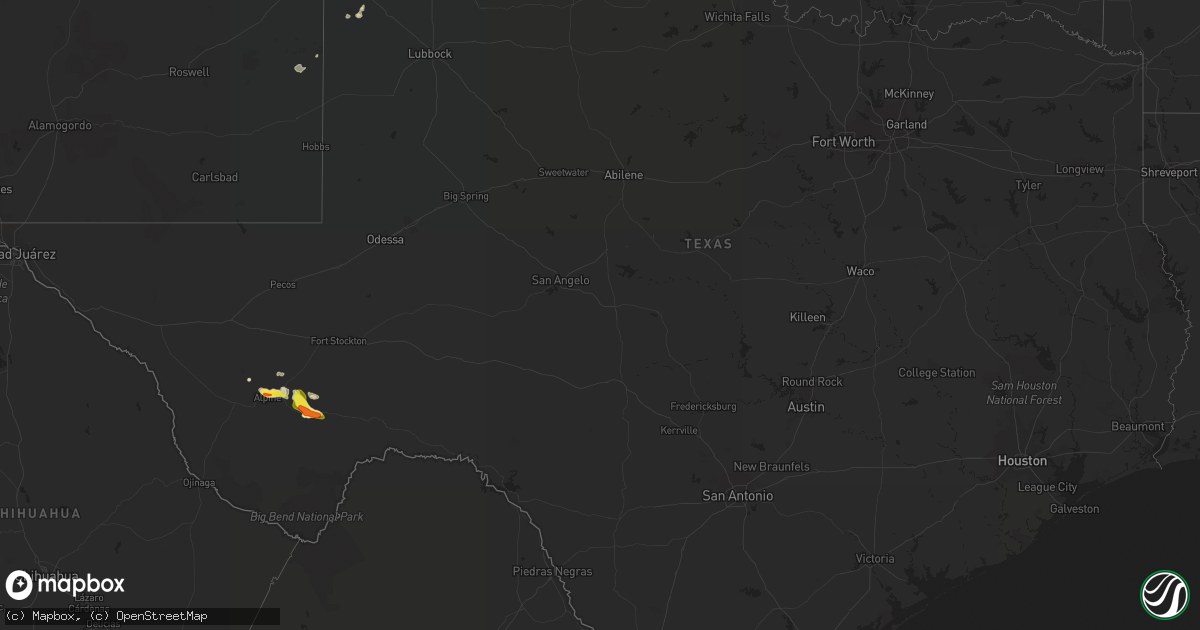 Hail map in Texas on April 29, 2018
