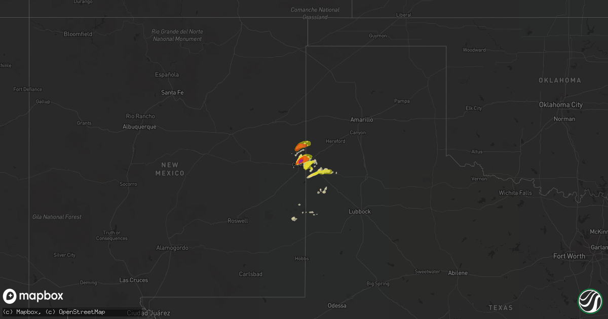 Hail map on April 29, 2018