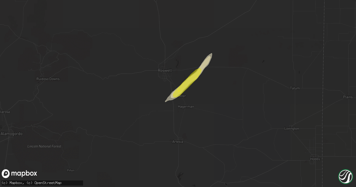 Hail map in Dexter, NM on April 29, 2019