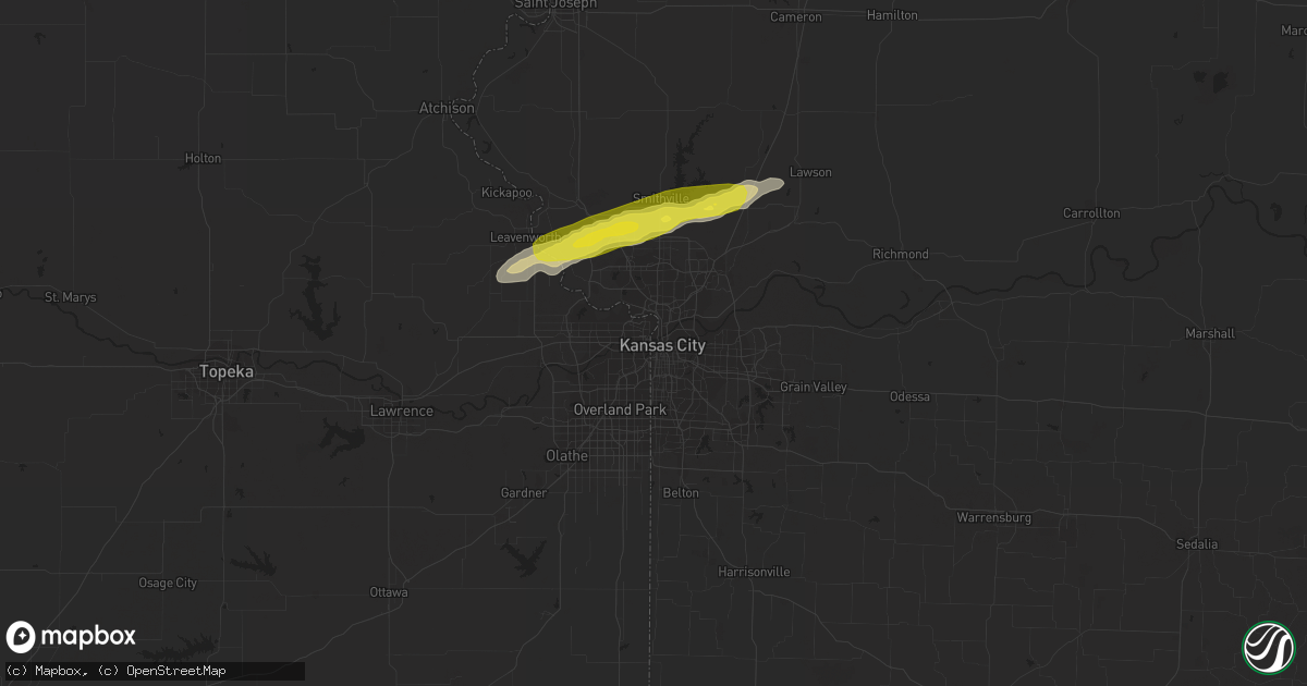 Hail map in Kansas City, MO on April 29, 2019