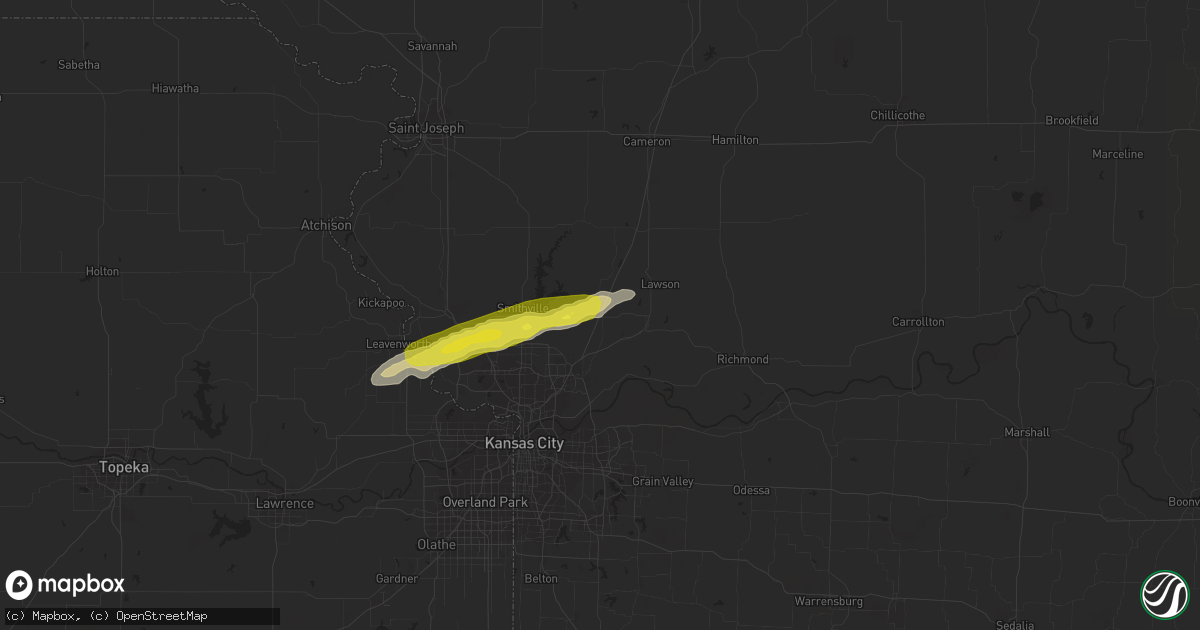 Hail map in Kearney, MO on April 29, 2019