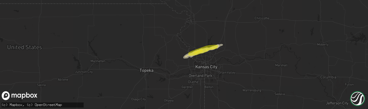 Hail map in Leavenworth, KS on April 29, 2019