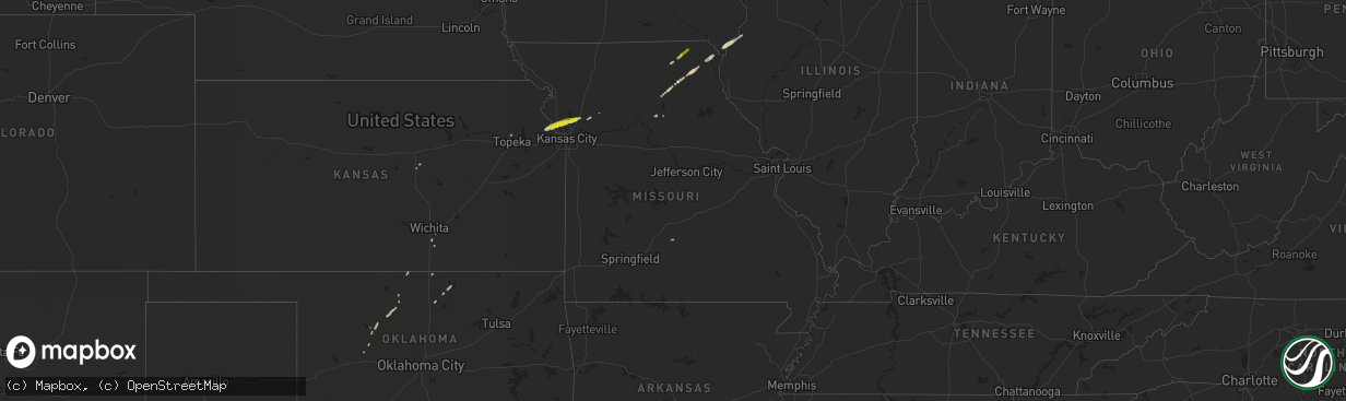 Hail map in Missouri on April 29, 2019