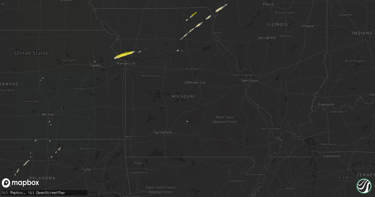 Hail map in Missouri on April 29, 2019