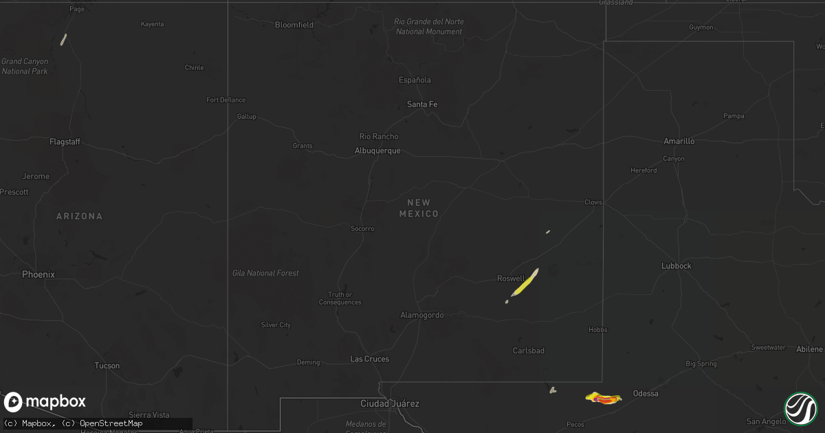 Hail map in New Mexico on April 29, 2019