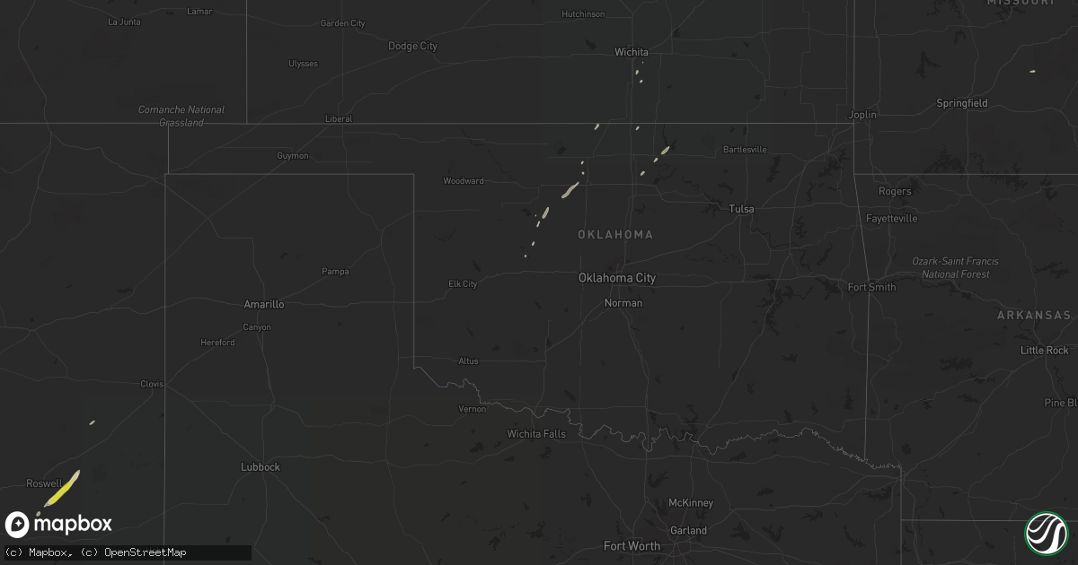 Hail map in Oklahoma on April 29, 2019