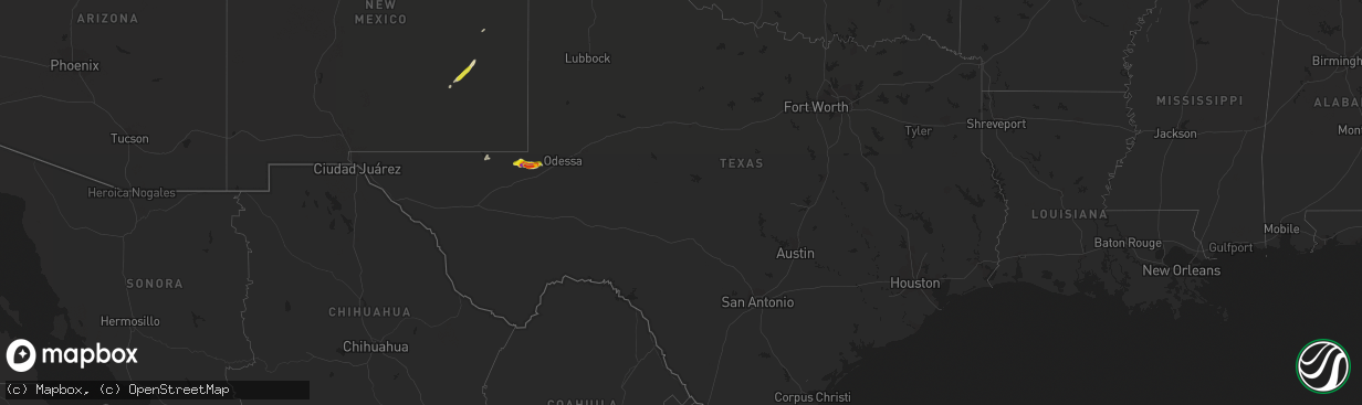 Hail map in Texas on April 29, 2019