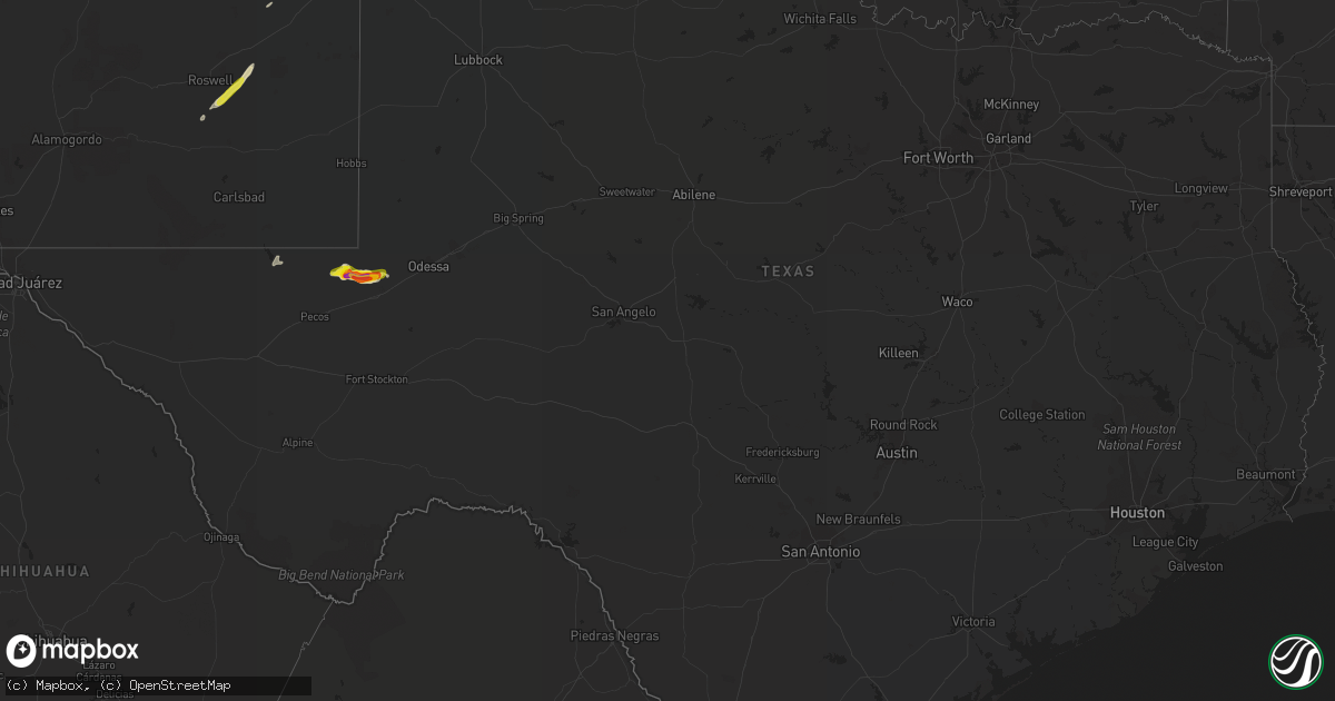 Hail map in Texas on April 29, 2019