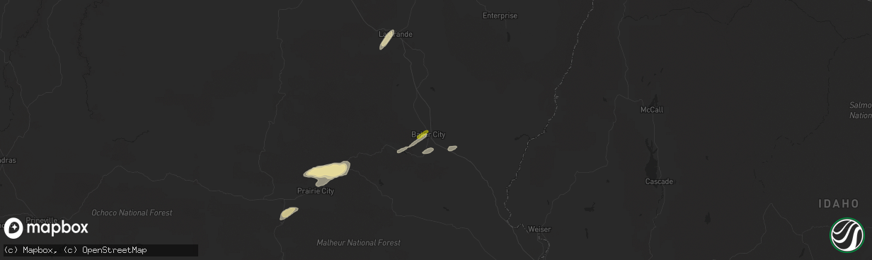 Hail map in Baker City, OR on April 29, 2020