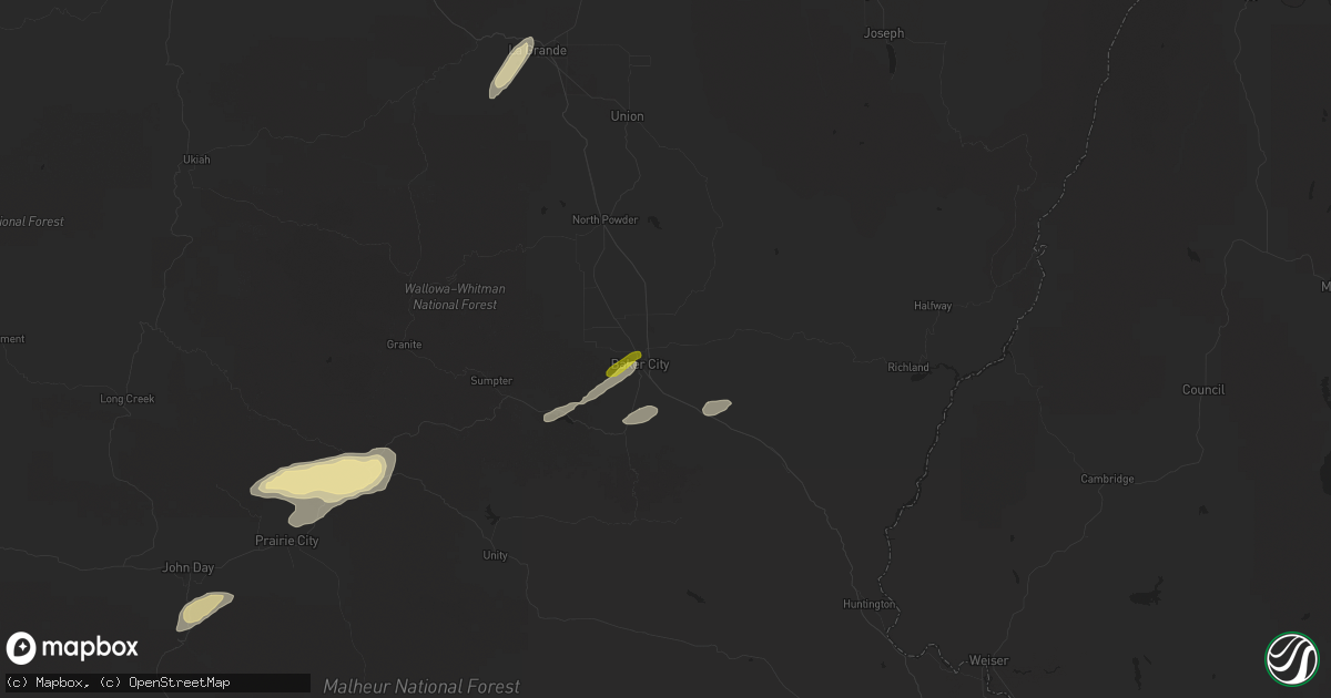 Hail map in Baker City, OR on April 29, 2020