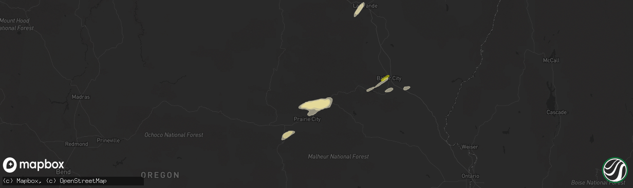 Hail map in Bates, OR on April 29, 2020