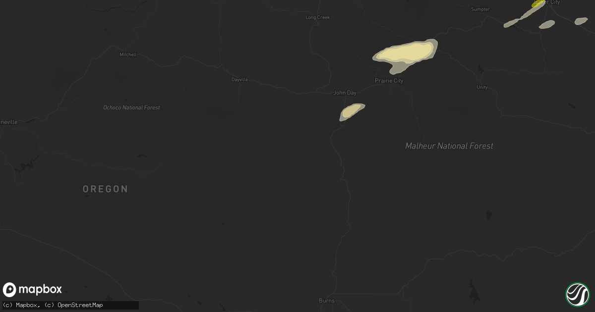 Hail map in Canyon City, OR on April 29, 2020