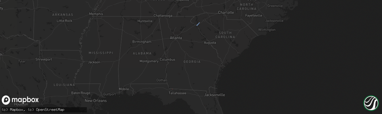 Hail map in Georgia on April 29, 2020