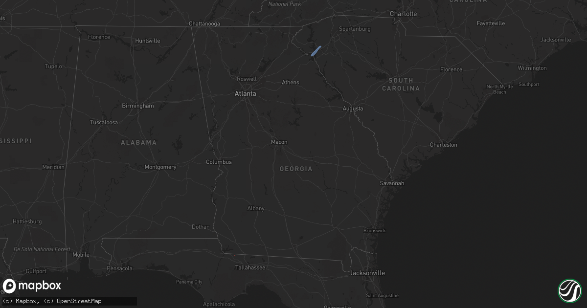 Hail map in Georgia on April 29, 2020