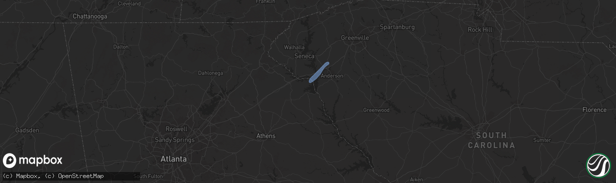 Hail map in Hartwell, GA on April 29, 2020