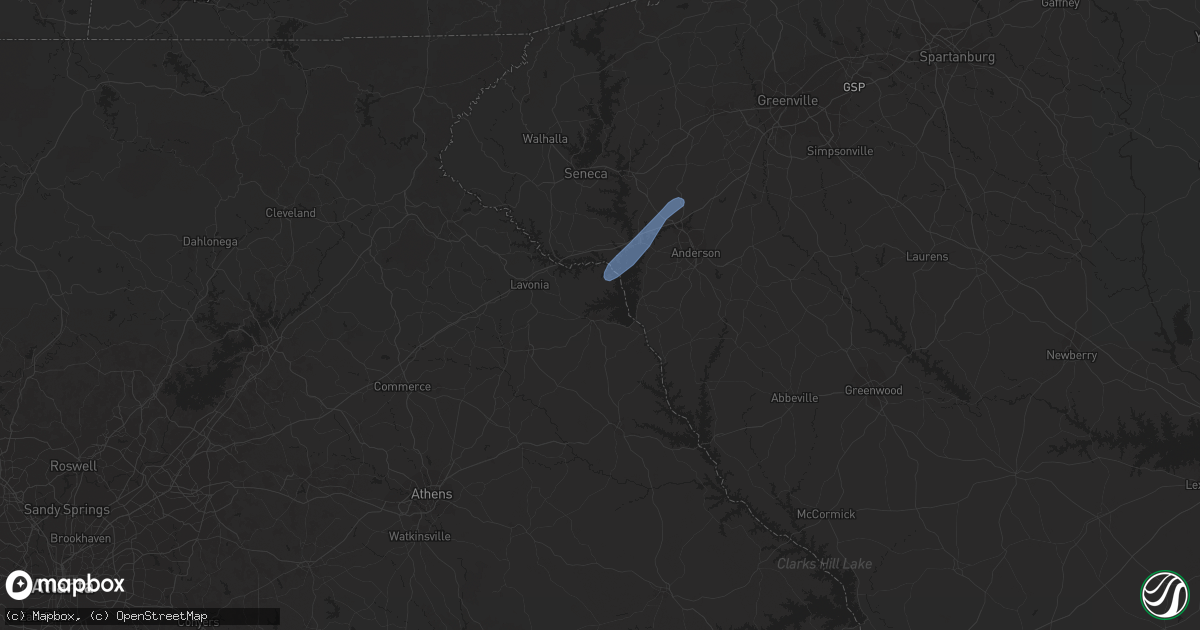 Hail map in Hartwell, GA on April 29, 2020