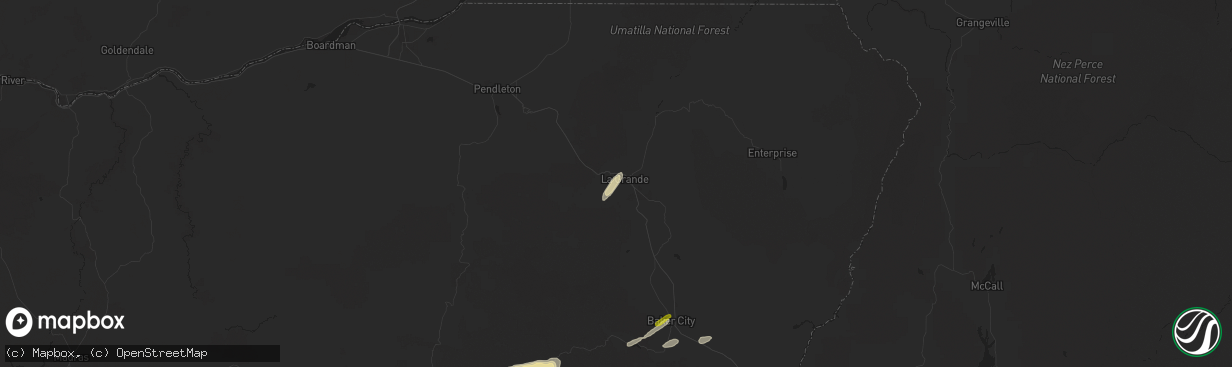 Hail map in La Grande, OR on April 29, 2020