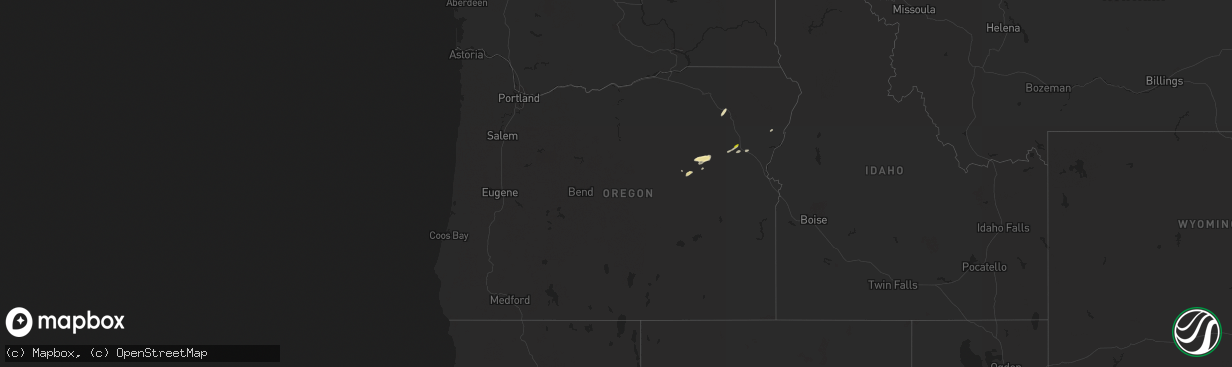 Hail map in Oregon on April 29, 2020