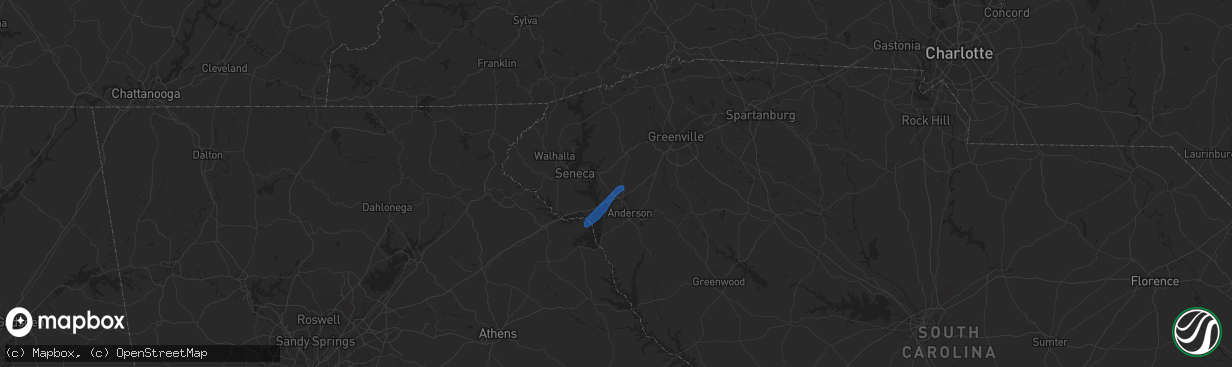 Hail map in Pendleton, SC on April 29, 2020