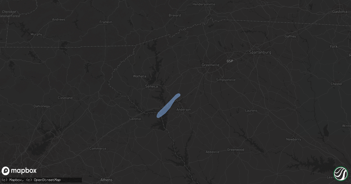 Hail map in Pendleton, SC on April 29, 2020