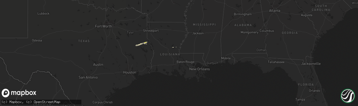 Hail map in Louisiana on April 29, 2021