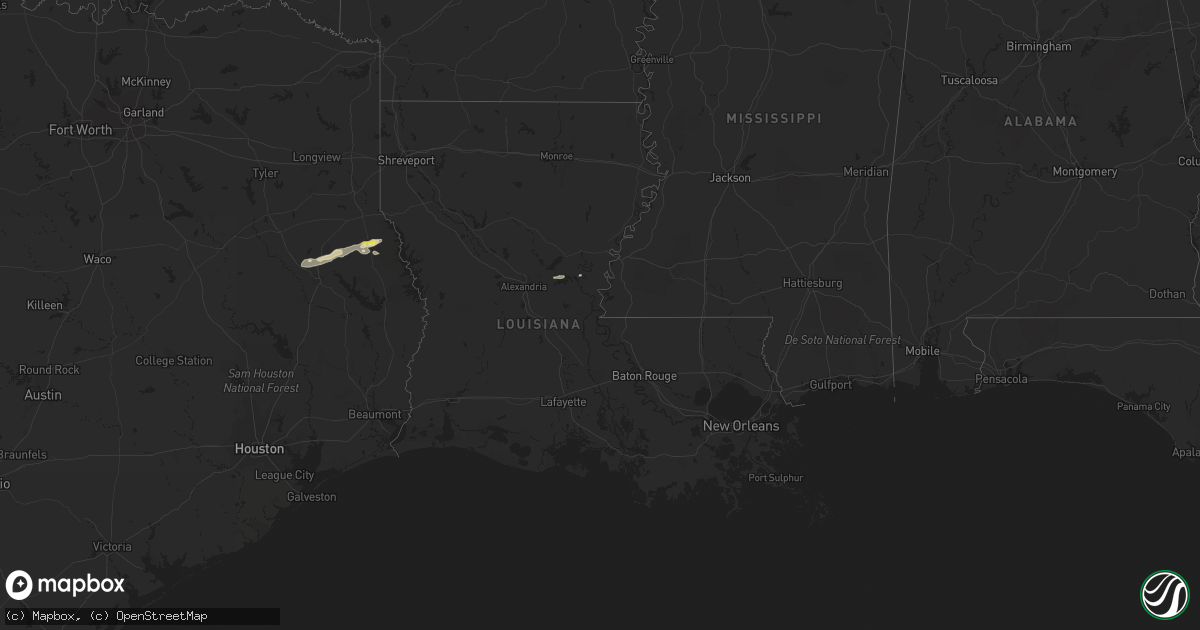 Hail map in Louisiana on April 29, 2021