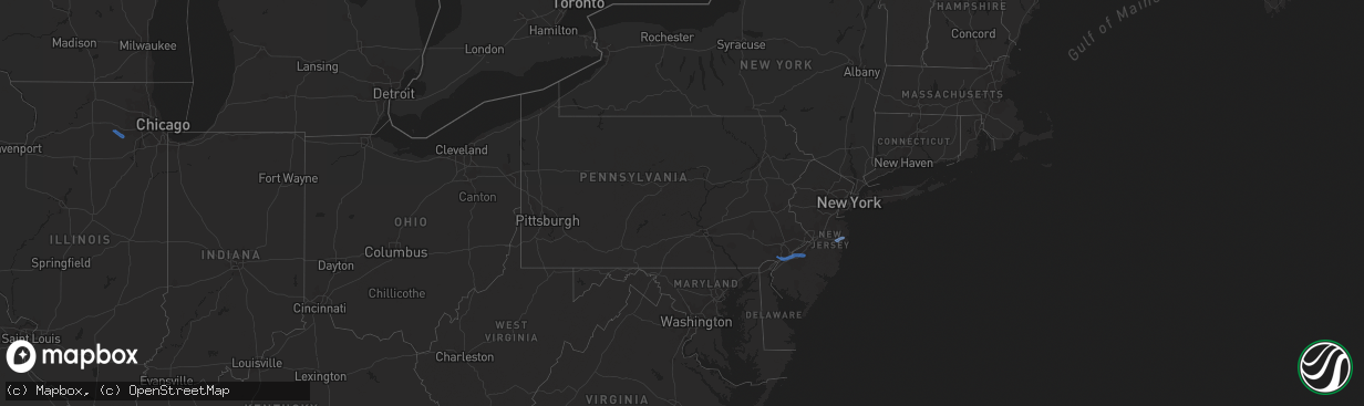 Hail map in Pennsylvania on April 29, 2021