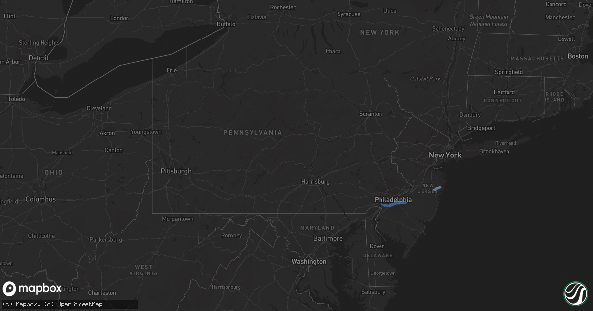 Hail map in Pennsylvania on April 29, 2021