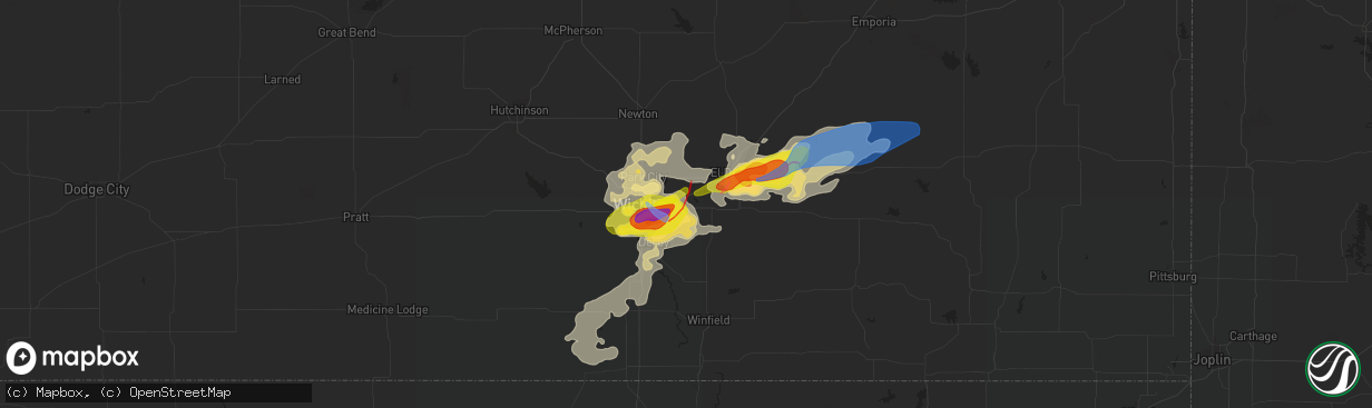 Hail map in Andover, KS on April 29, 2022