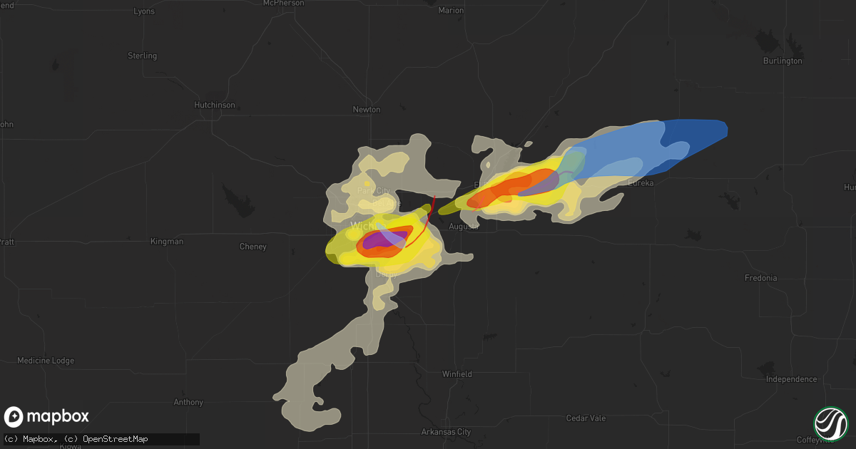 Hail map in Andover, KS on April 29, 2022