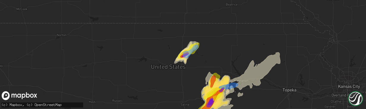 Hail map in Concordia, KS on April 29, 2022