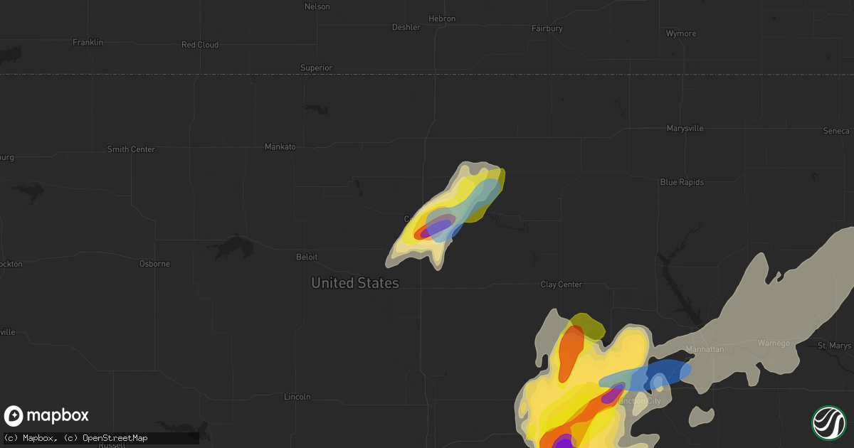 Hail map in Concordia, KS on April 29, 2022