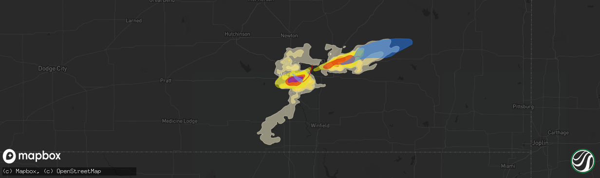 Hail map in Derby, KS on April 29, 2022