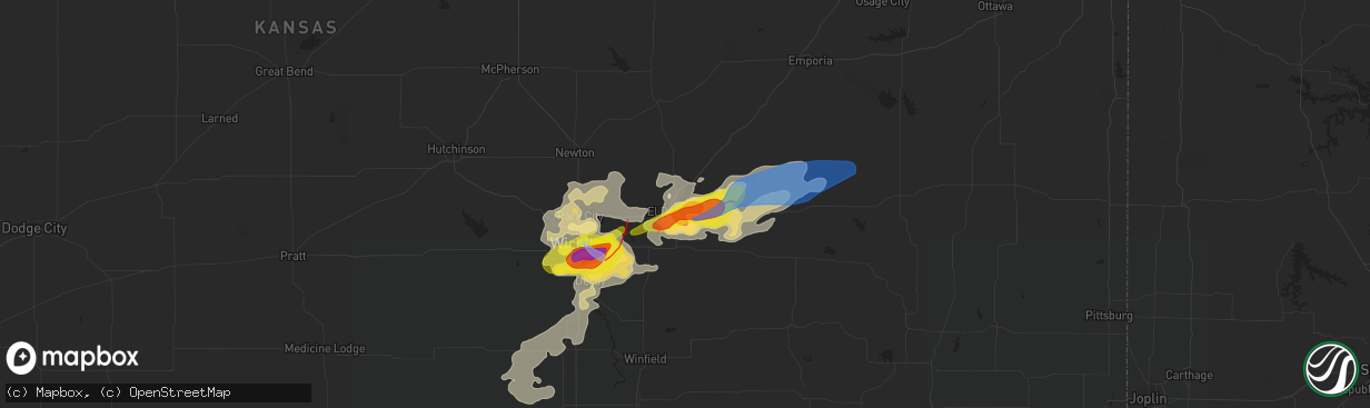 Hail map in El Dorado, KS on April 29, 2022