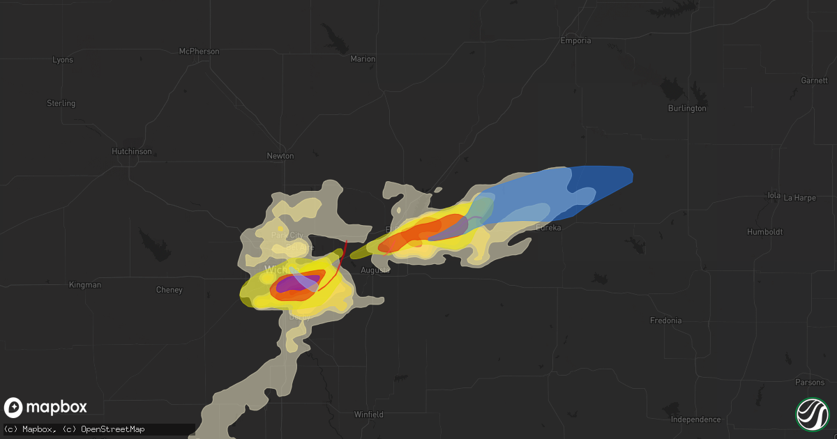 Hail map in El Dorado, KS on April 29, 2022
