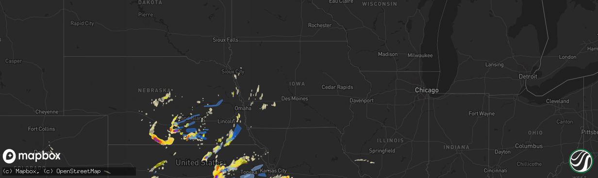 Hail map in Iowa on April 29, 2022