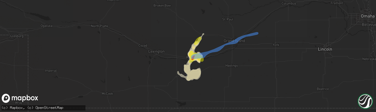 Hail map in Kearney, NE on April 29, 2022