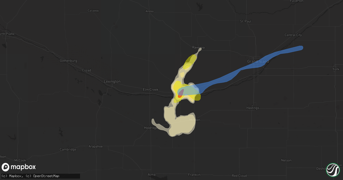 Hail map in Kearney, NE on April 29, 2022
