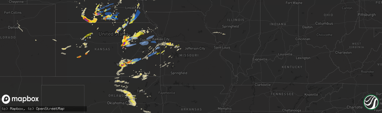 Hail map in Missouri on April 29, 2022