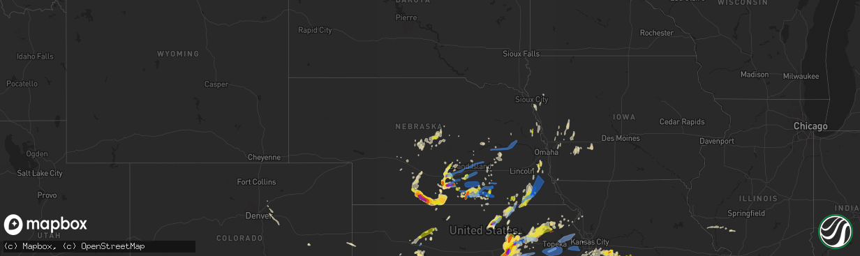 Hail map in Nebraska on April 29, 2022