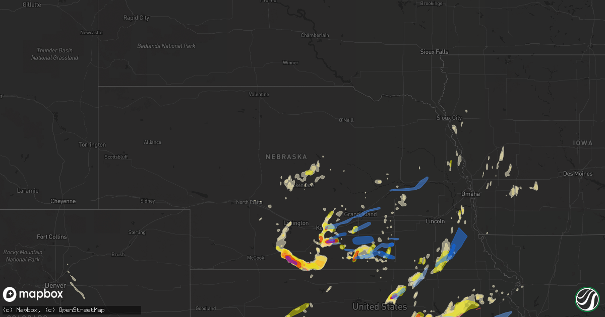 Hail map in Nebraska on April 29, 2022