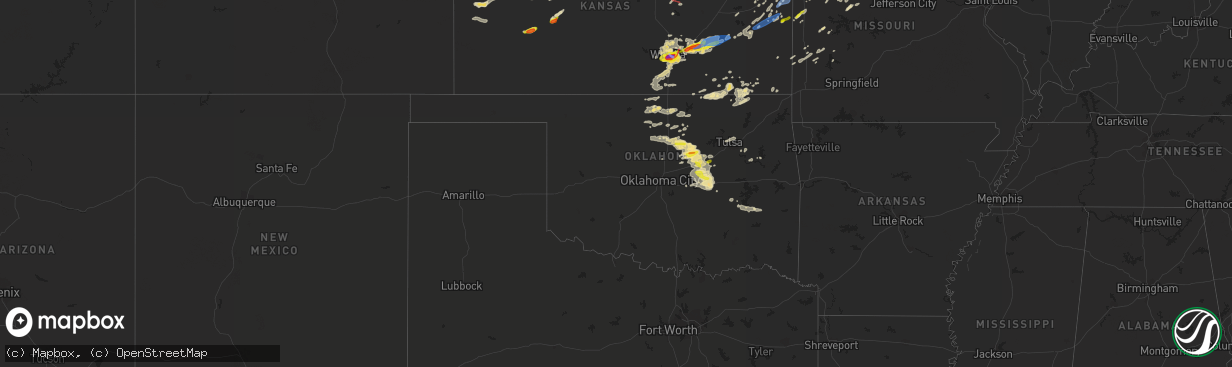 Hail map in Oklahoma on April 29, 2022