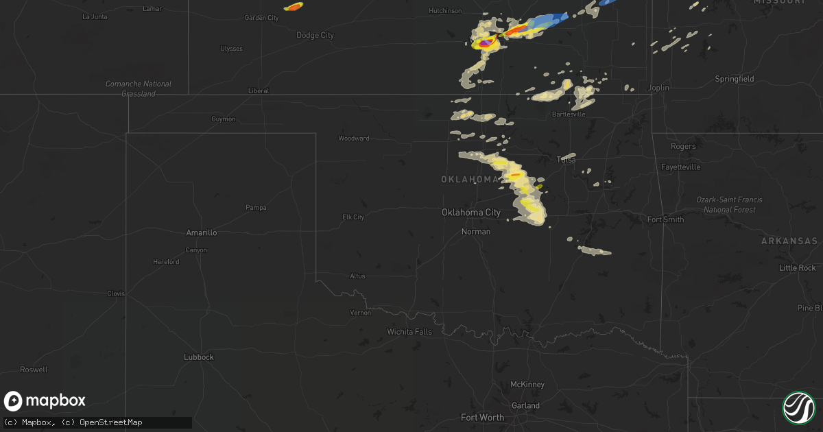 Hail map in Oklahoma on April 29, 2022