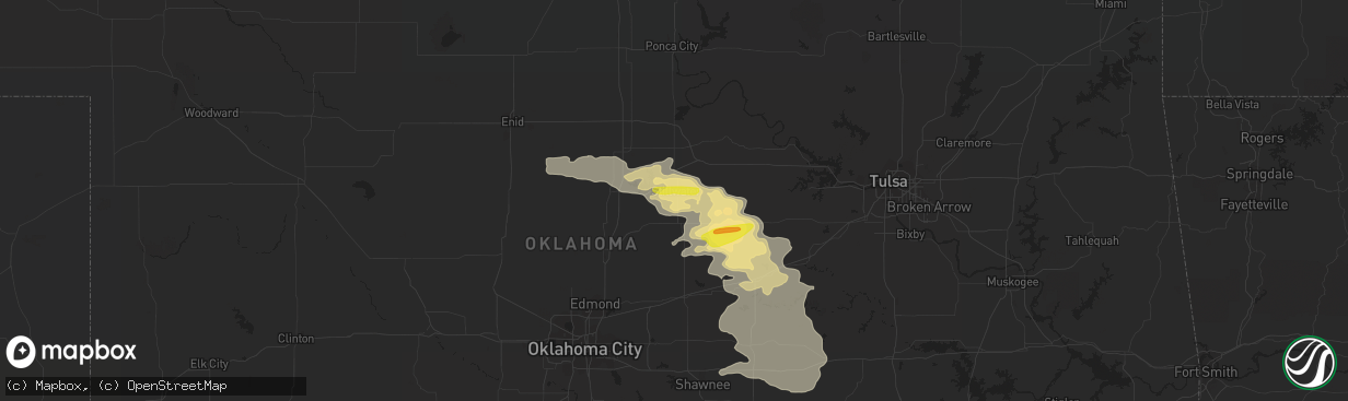 Hail map in Stillwater, OK on April 29, 2022