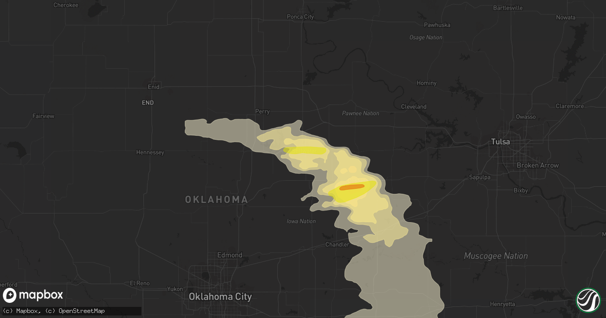 Hail map in Stillwater, OK on April 29, 2022