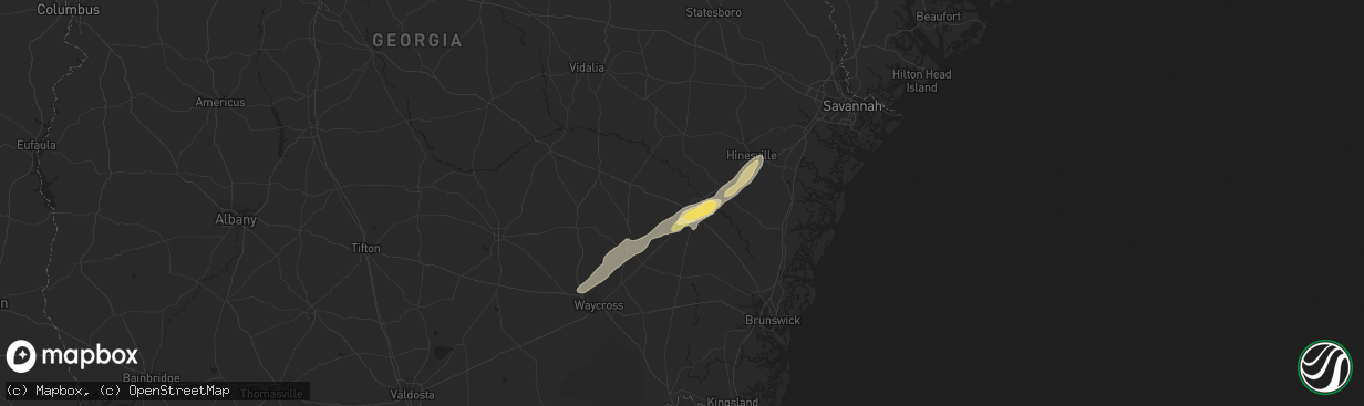 Hail map in Jesup, GA on April 29, 2023