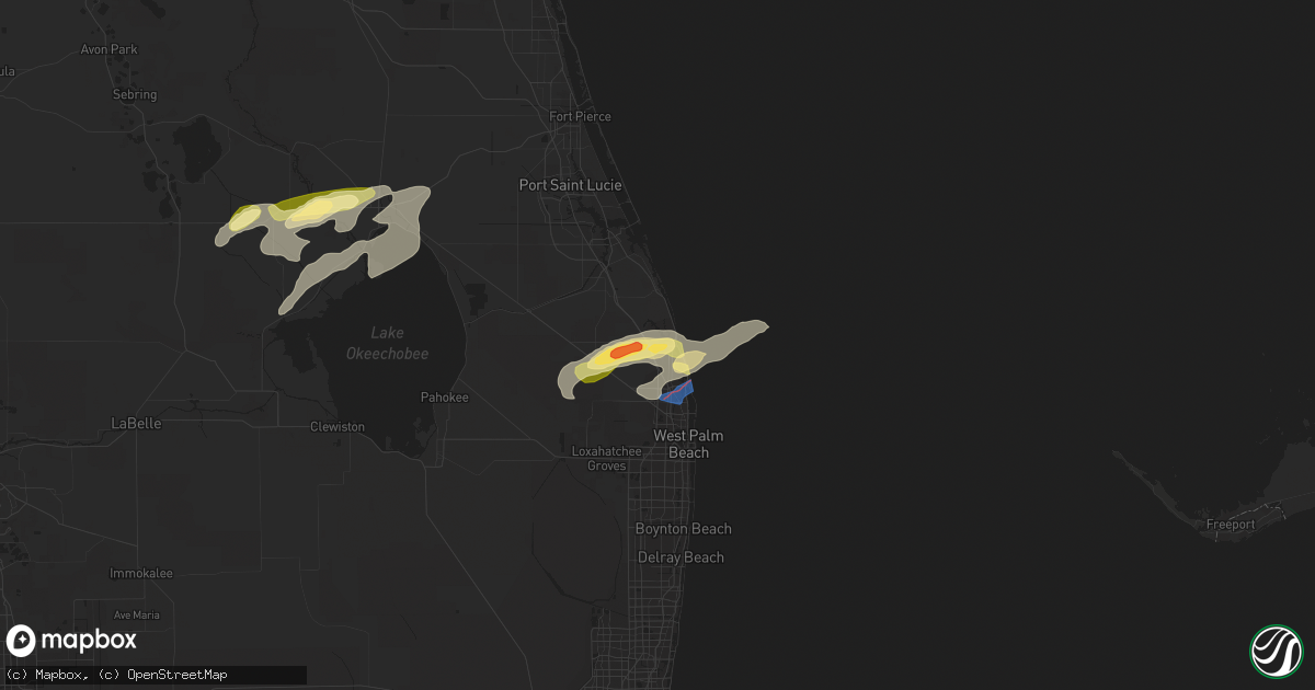 Hail map in Jupiter, FL on April 29, 2023