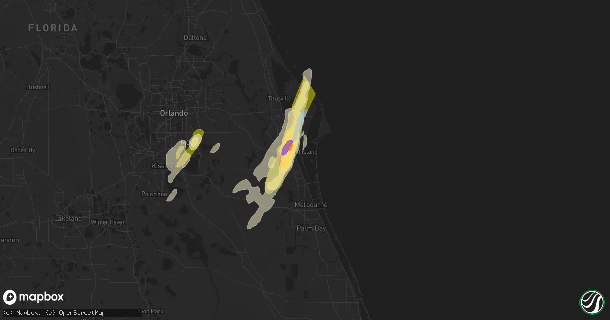 Hail map in Merritt Island, FL on April 29, 2023