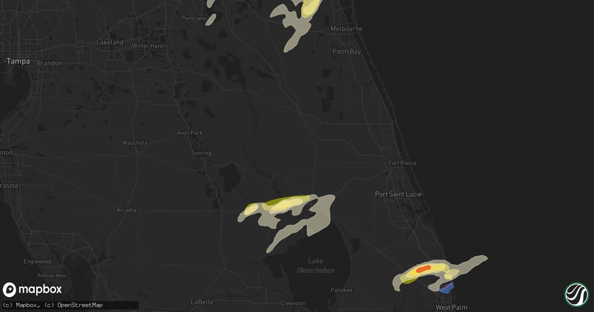 Hail map in Okeechobee, FL on April 29, 2023