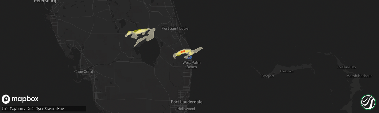 Hail map in Palm Beach Gardens, FL on April 29, 2023